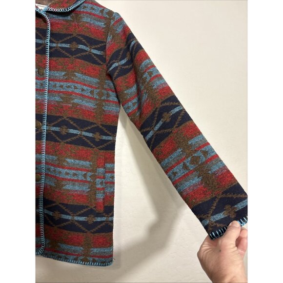 Outback Trading Co Womens Jacket Moree Aztec Western Whipstitch Chore Farm Sz S - Picture 5 of 12